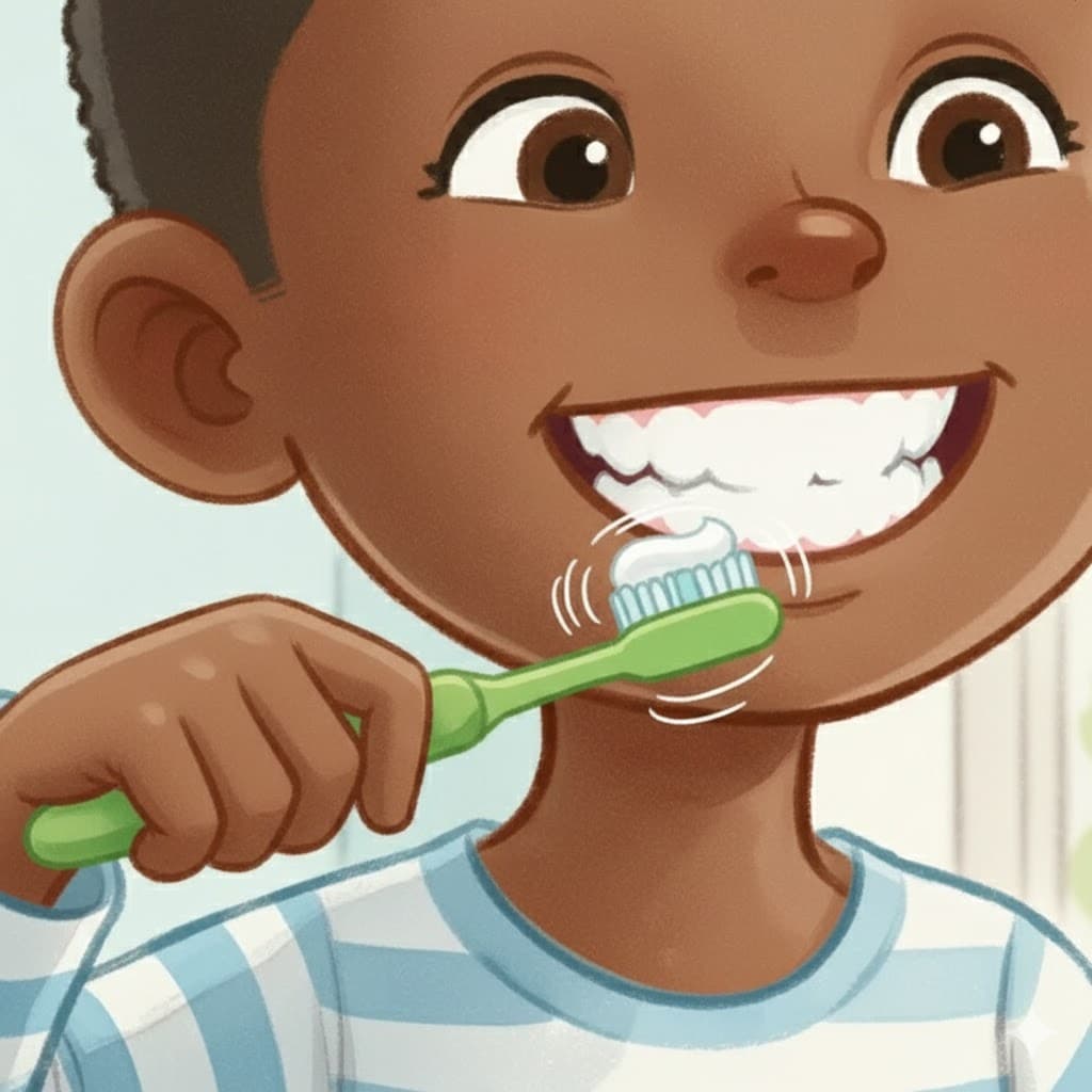 Illustration of a child brushing their teeth